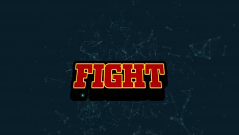 animación de texto de lucha en letras rojas a través de redes de conexiones