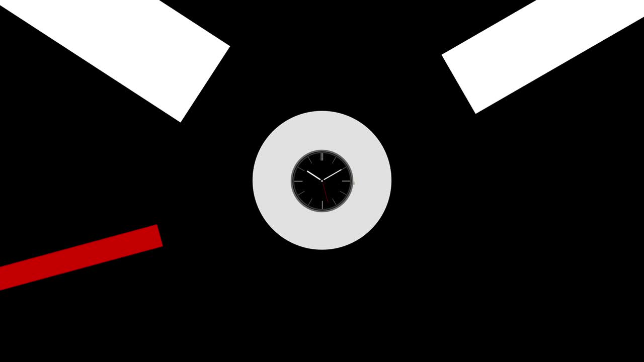 orologio rotante su sfondo nero, ciclo senza interruzioni per il concetto di tempo infinito