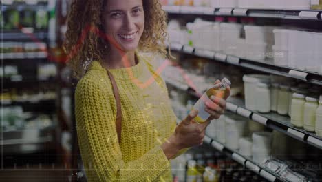 animación del procesamiento de datos financieros sobre las compras de las mujeres caucásicas
