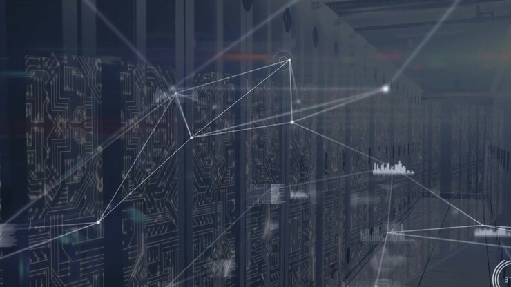 Animation of network of connections and diverse data over servers