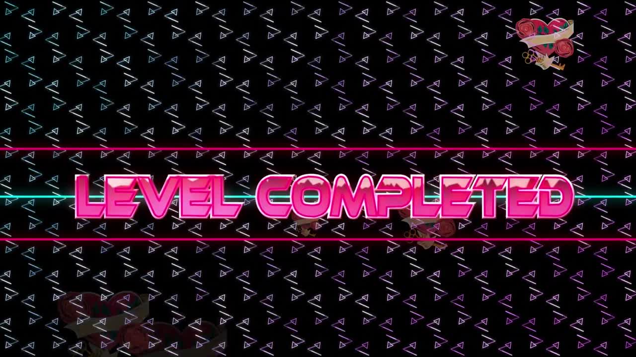 디지털 추상 공간에서 심장을 사용하여 완료 된 레벨의 애니메이션