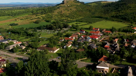 Revealing-drone-shot-starting-on-the-village-then-revealing-the-Boldogko-Castle-in-Hungary