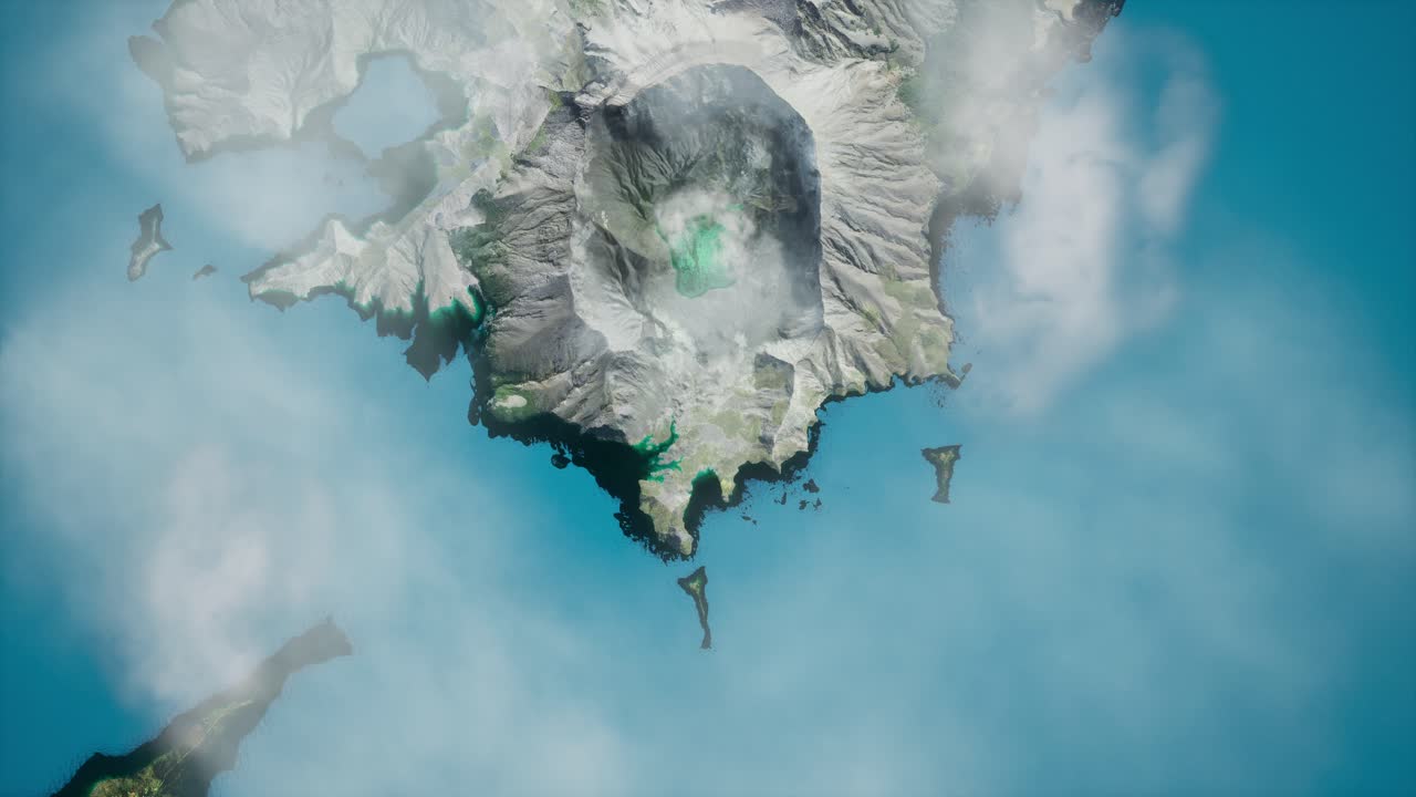 Aerial View Of Turquoise Ocean And Arctic Island With Water Bungalows