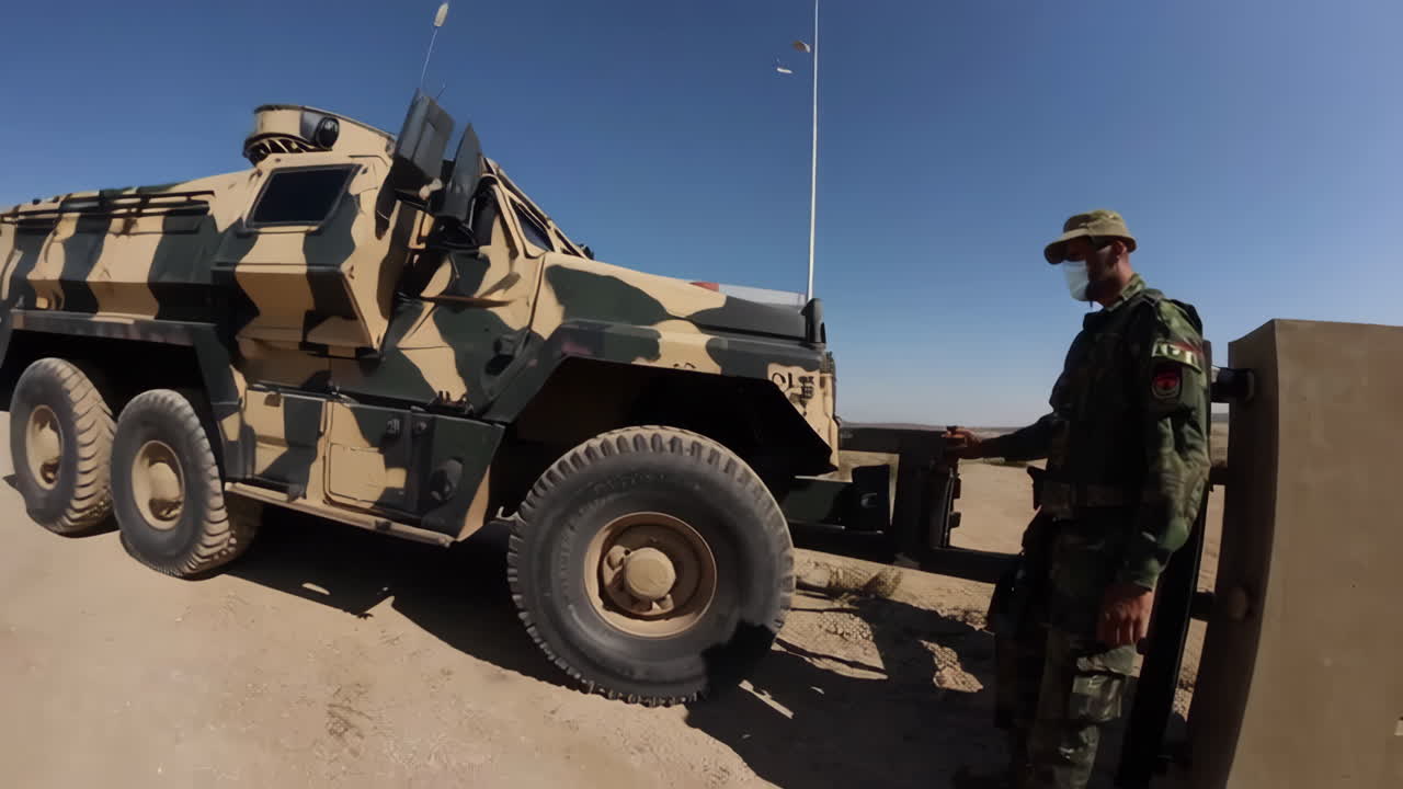 Military Security Checkpoint in Desert