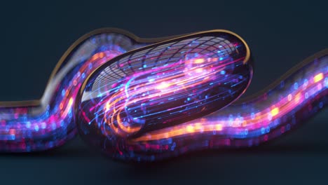 abstract dynamic stream of lines and dots seamless loop 3d render animation