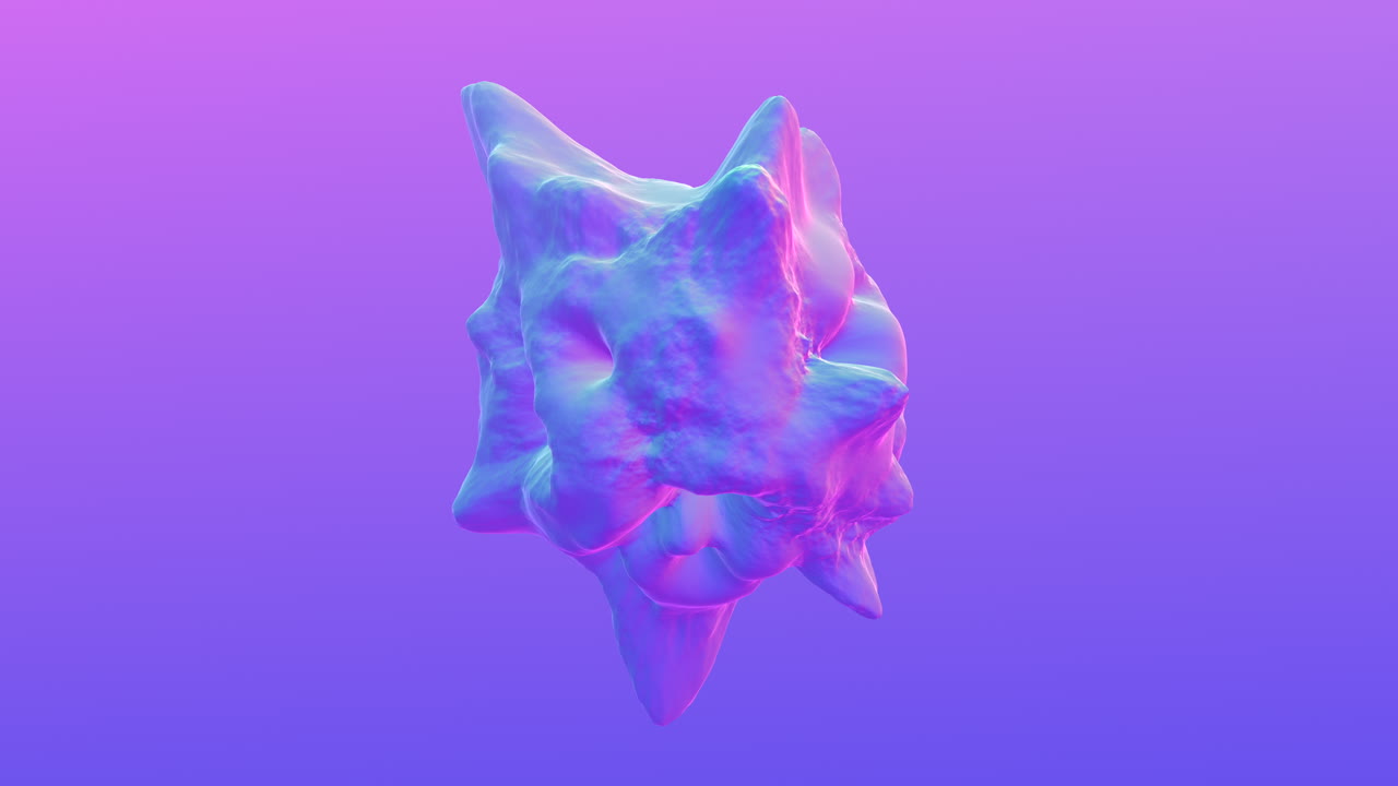 화려한 보라색 배경에 화려한 분홍색과 보라색의 유니콘 머리 조각