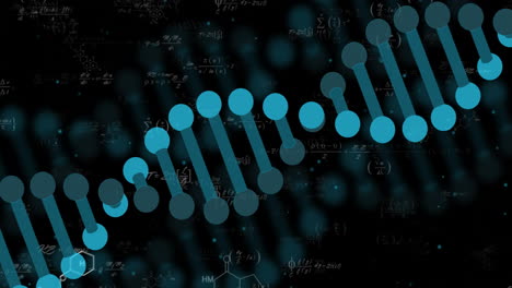 animación de la cadena de adn sobre ecuaciones matemáticas