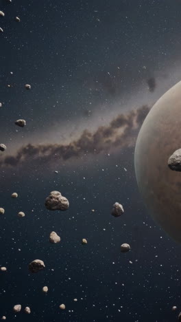 campo de asteroides en el espacio profundo