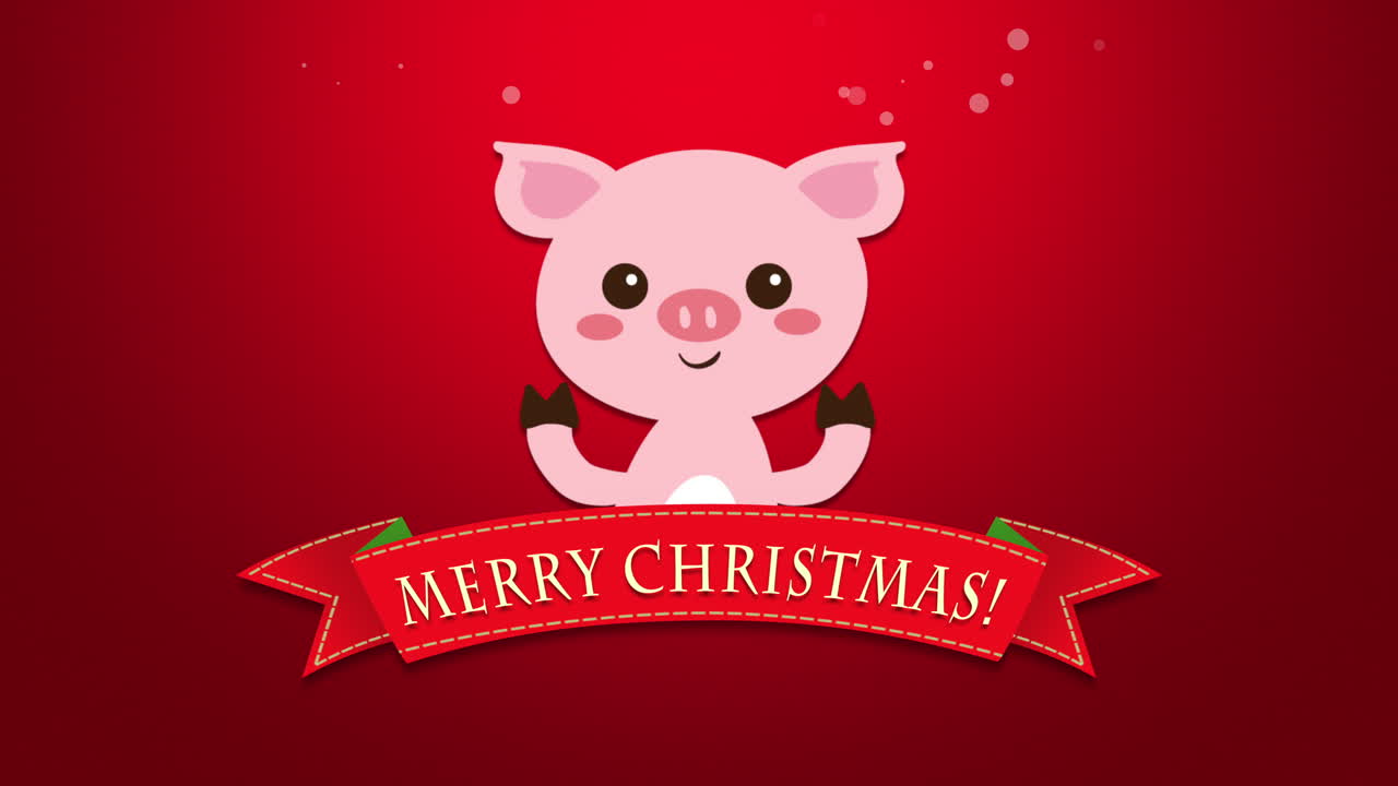 메리 크리스마스 텍스트와 재미있는 돼지 1