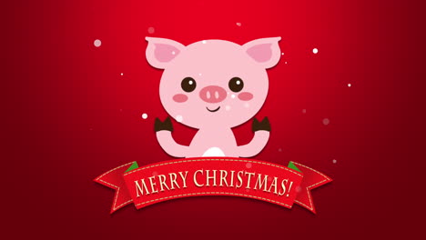 Merry-Christmas-text-and-funny-pig-1