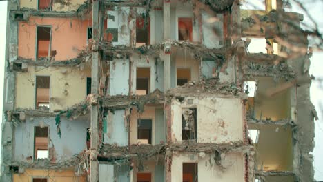 demolition of a concrete apartment building work in progress