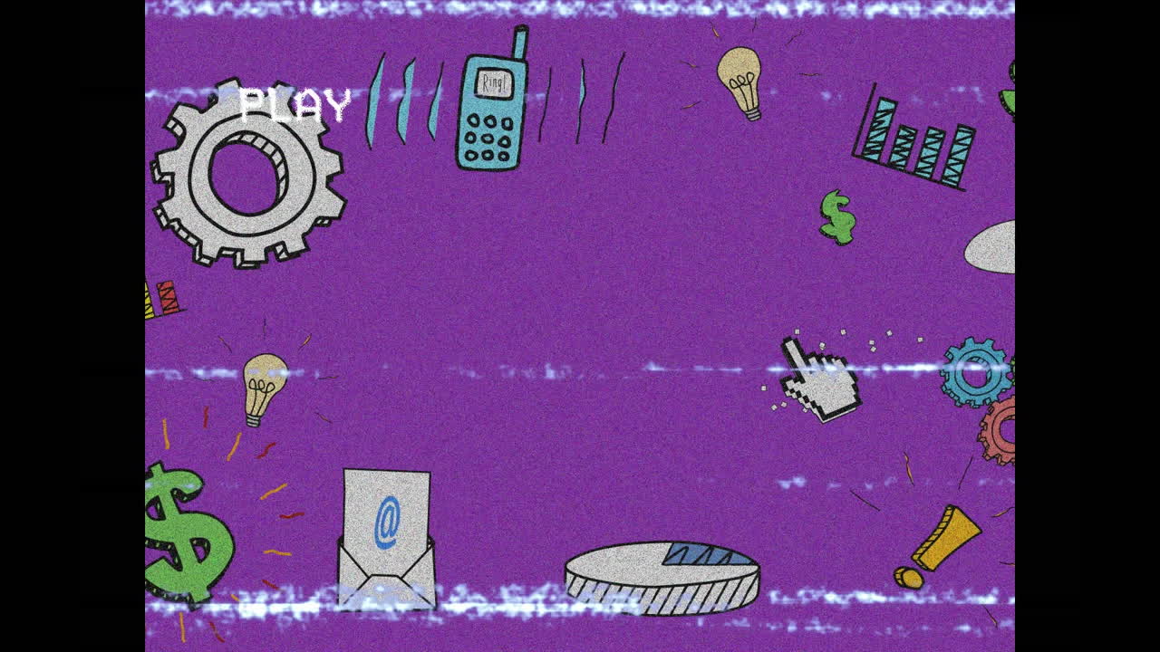 소셜 미디어 아이콘의 애니메이션 스크린에 노이즈가 있습니다.