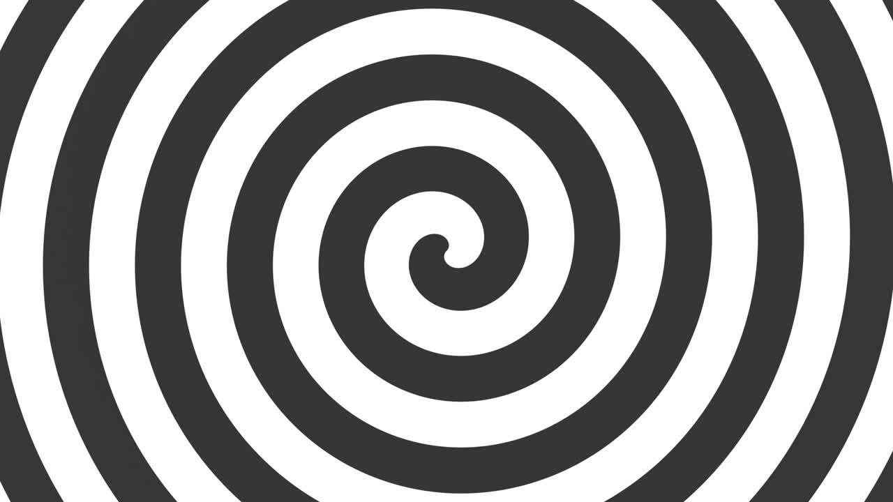 검은색과 색 회전 및 루핑 최면 나선