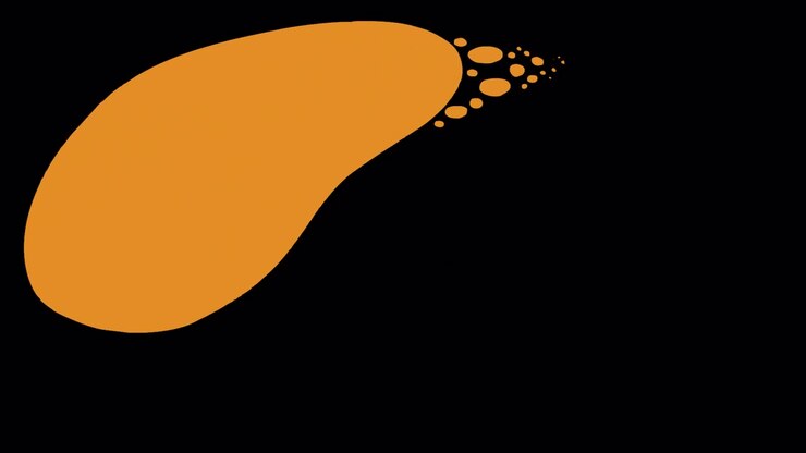 Transizione astratta di motion graphics con forme arancioni e nere