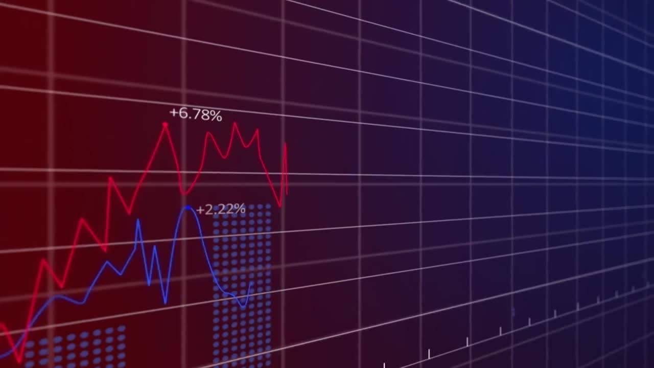 Animation of data processing on blue background