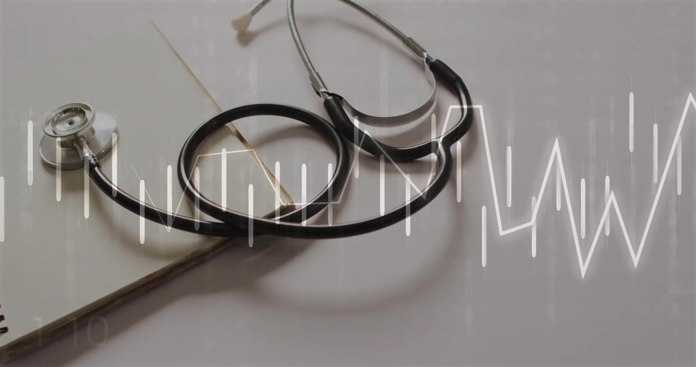 Stethoscope and Medical Data Visualization on Desk