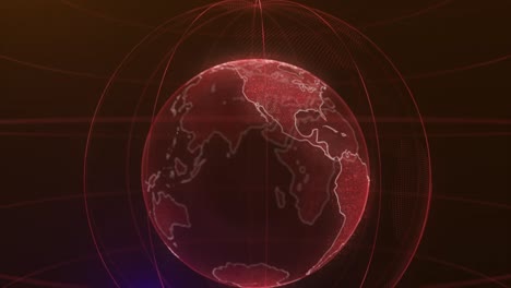 animación del planeta tierra de píxeles. animación del espacio con la tierra digital explotando, fondo de mapa del mundo abstracto. globo giratorio, continentes brillantes con bordes acentuados