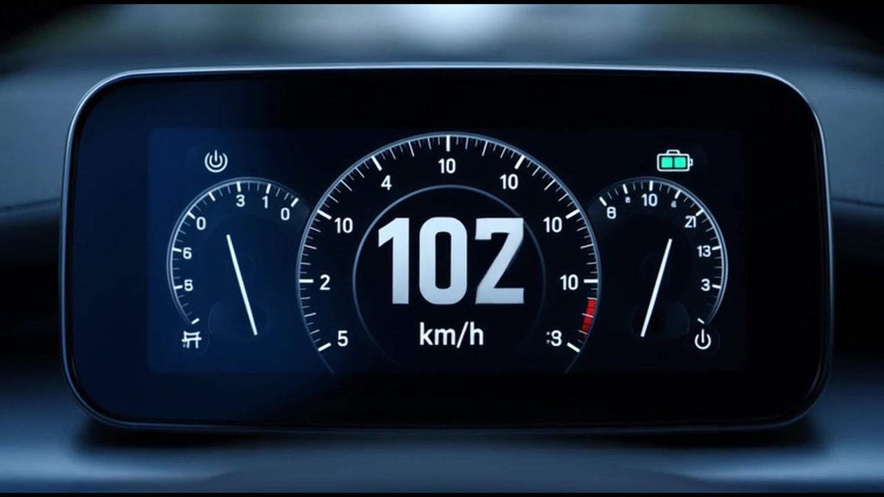 Digital Speedometer Display Accelerating in Electric Vehicle