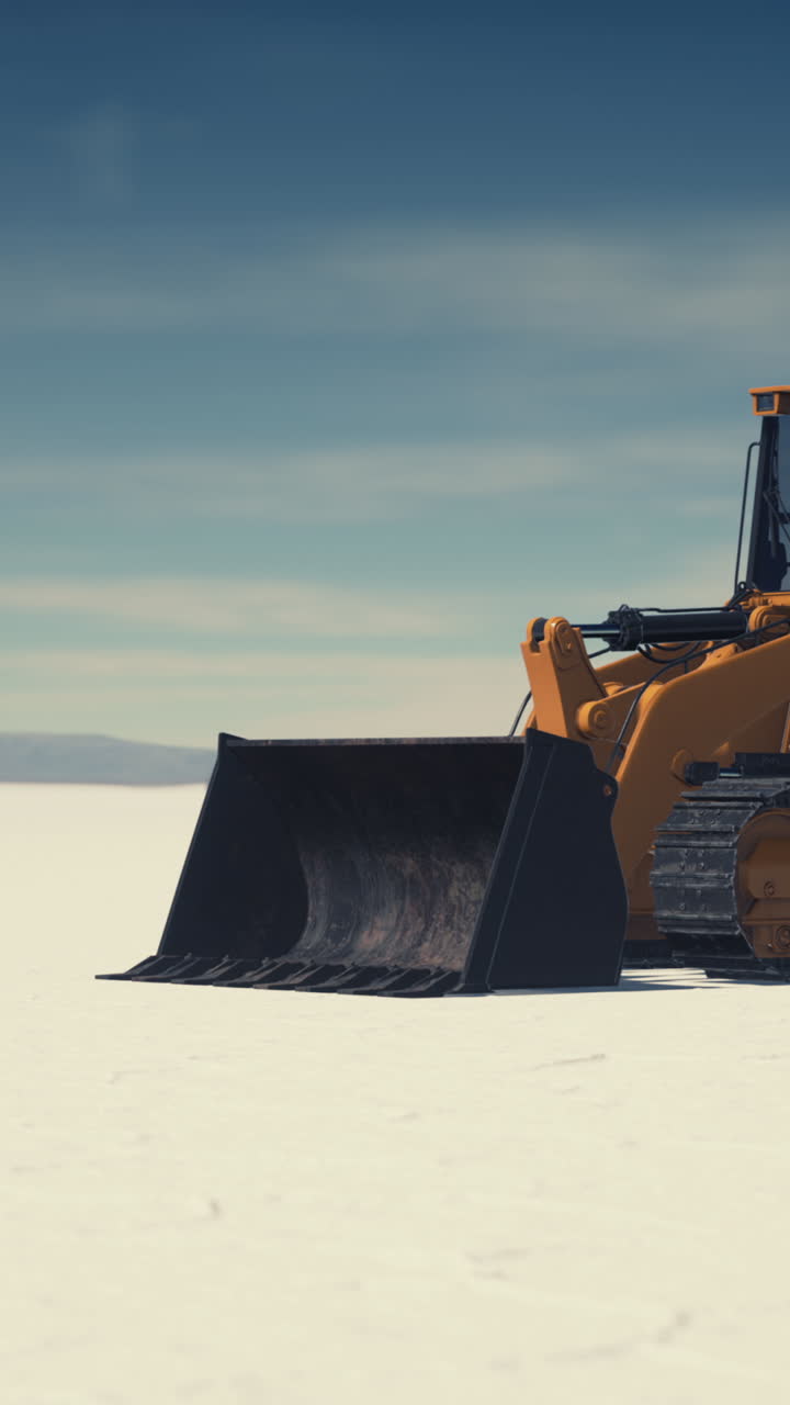 Bulldozer i et snedækket landskab