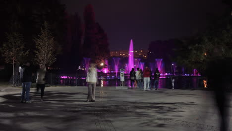 colorful illuminated fountain show at night