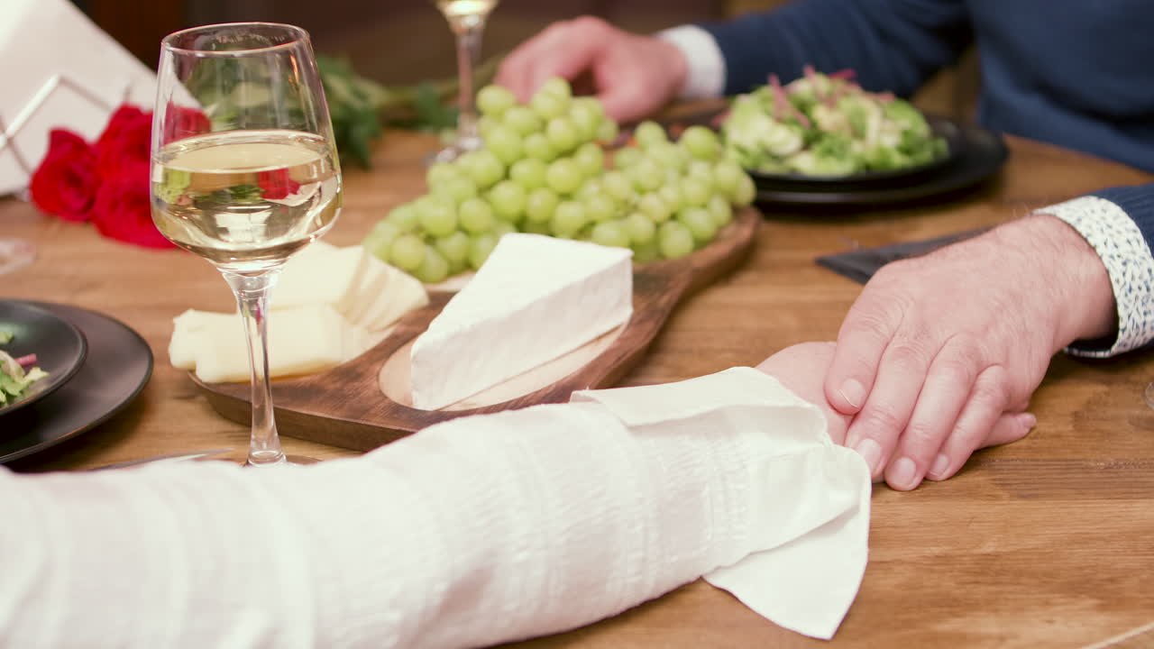 Romantic dinner with wine and cheese