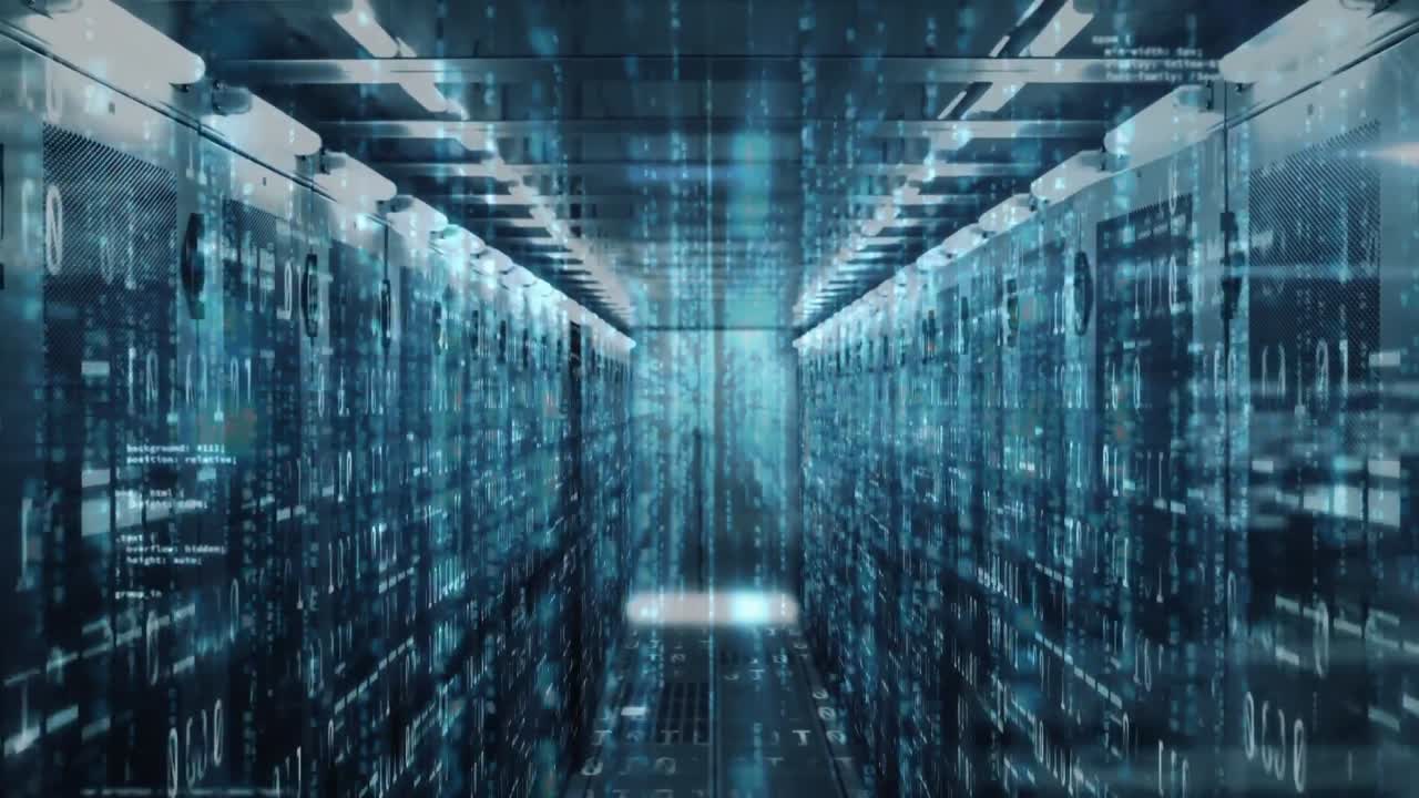Animation of data processing and digital information flowing