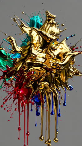 dynamic gold and colorful paint splash