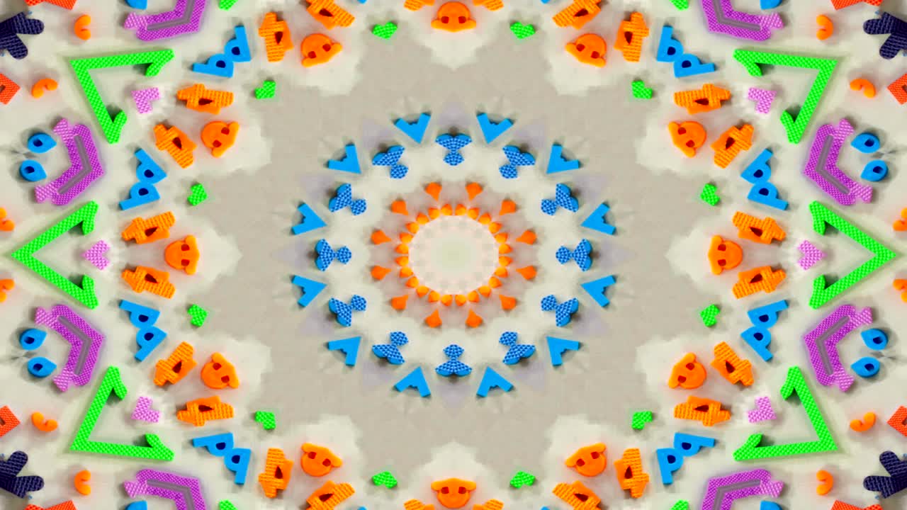 Abstract Numbers and Letters Concept Symmetric Pattern Ornamental Decorative Kaleidoscope Movement Geometric Circle and Star Shapes