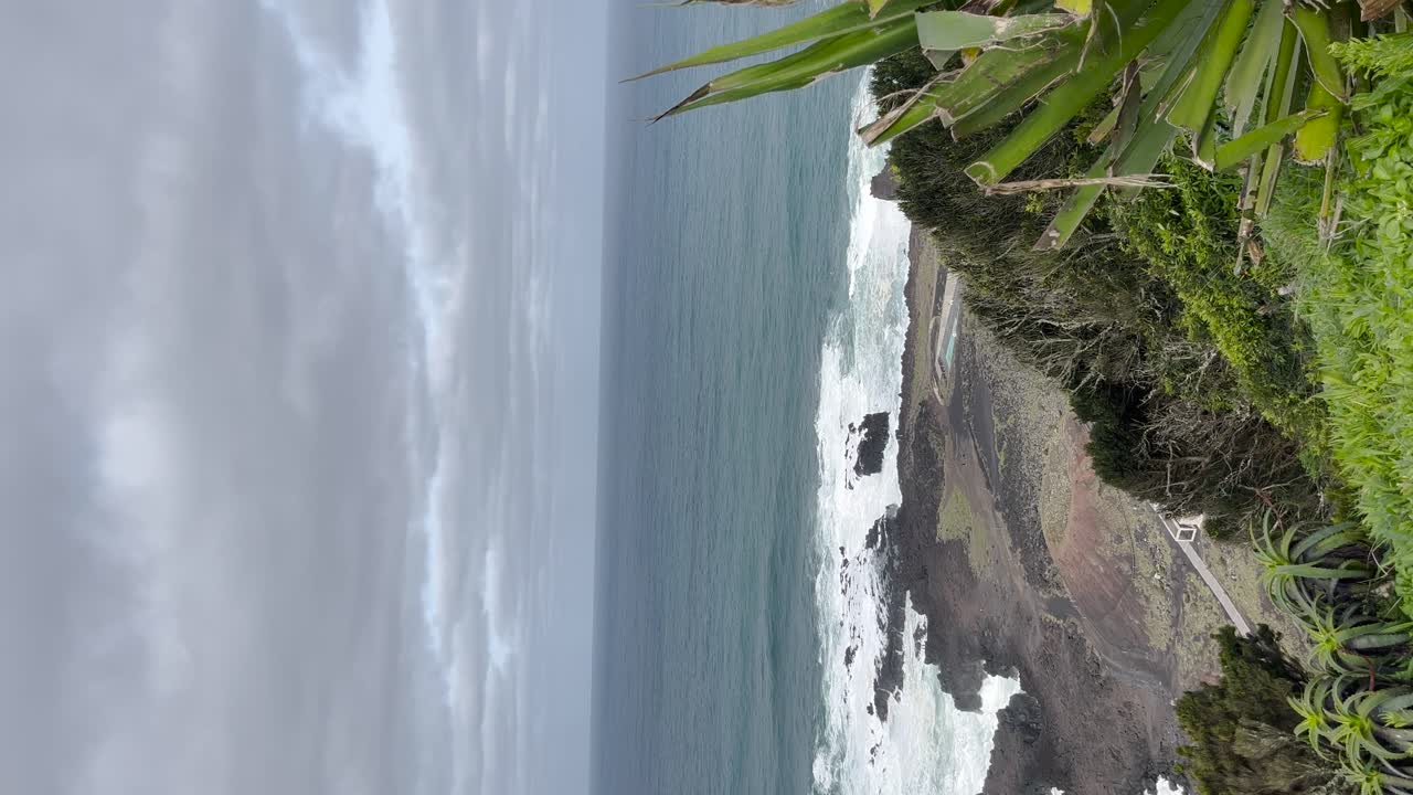 Black sand beach Atlantic Ocean coast coastline authentic Azores islands Portugal