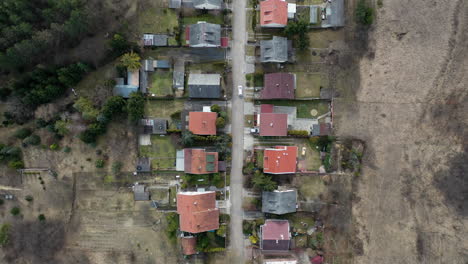 flying over village area city area in winter