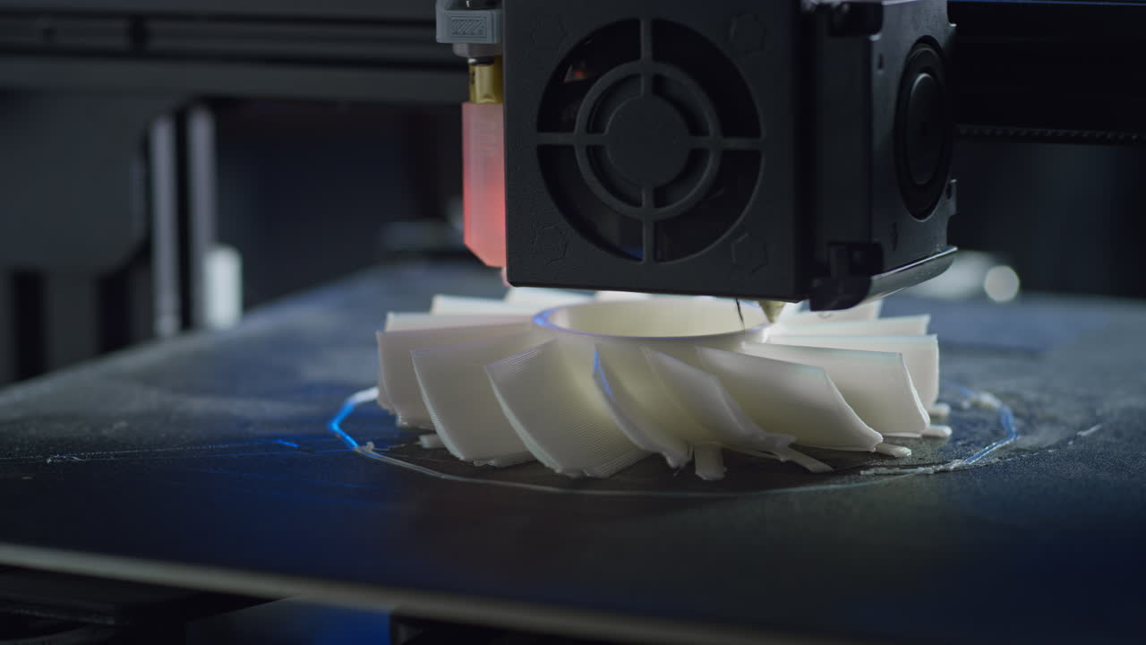 A 3d printer is producing a plastic prototype using additive manufacturing