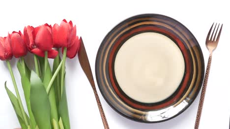 table setting with tulips