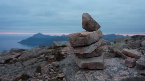 pile of stones on the mountain trail hike