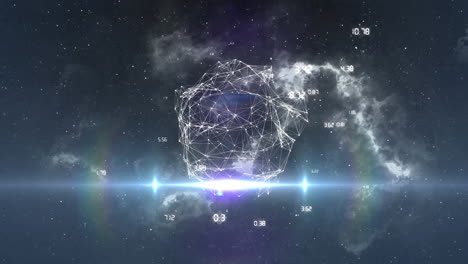animación del globo de la red de conexiones en bucle sin costuras con nube en el fondo
