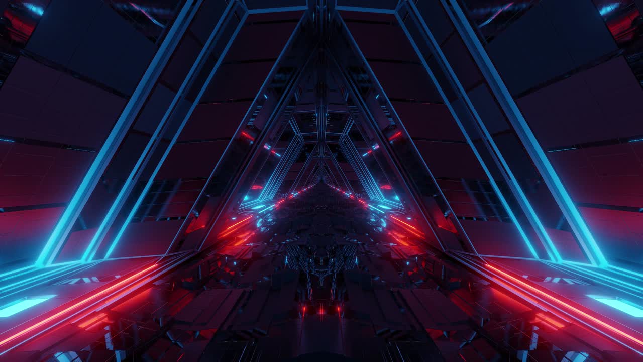 futuristica sci-fi nave da guerra spaziale hangar corridoio tunnel con finestre di vetro riflettente illustrazione 3d sfondo di movimento carta da parati live club visuali vj loop