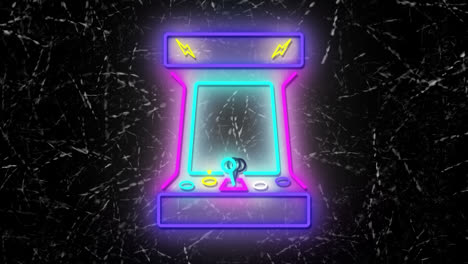 animation of game machine neon on dark background