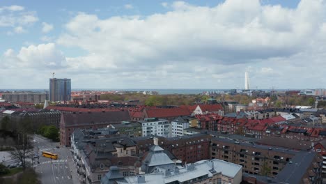 shot of malmö with turning torso and kronprinsen in shot