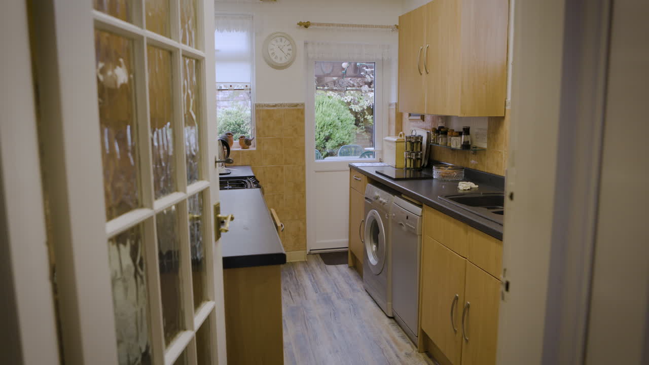A view of a kitchen interior