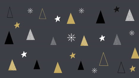 animación del árbol de navidad y el patrón de estrellas sobre un fondo gris