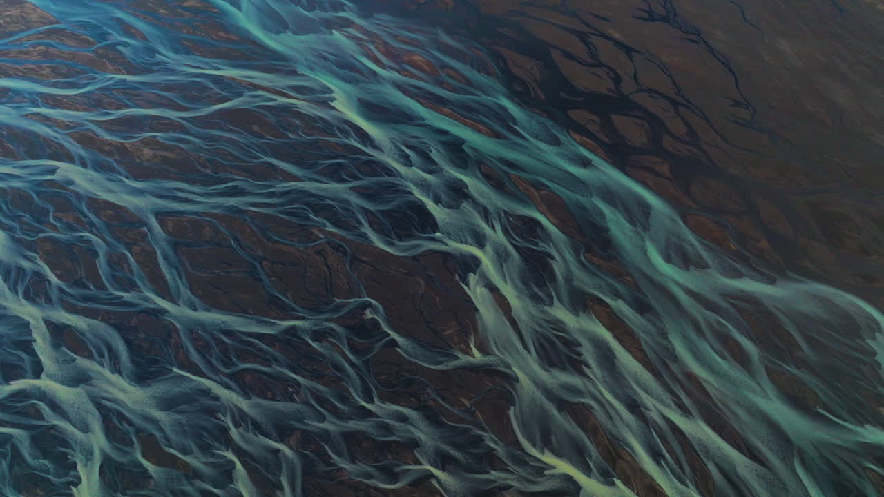 Above View Of Braided Glacial Rivers Near K&aacute;lfafell, South East Iceland