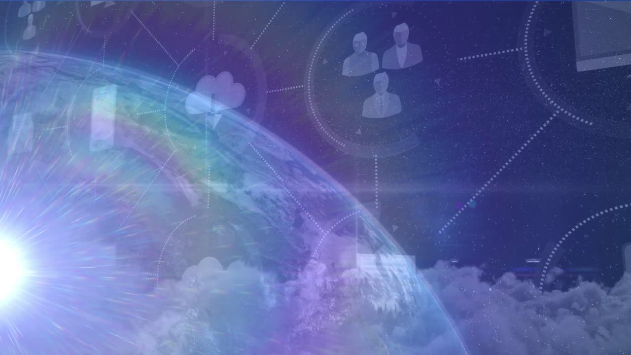 전 세계와의 연결 네트워크의 애니메이션