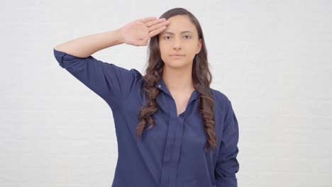 indian saluting at the indian flag