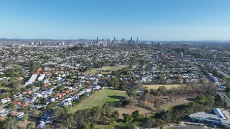 estableciendo una toma de avión no tripulado de la ciudad de brisbane, grange y lutwyche