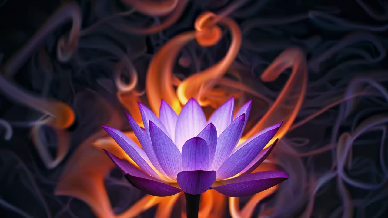 flor de loto púrpura en llamas