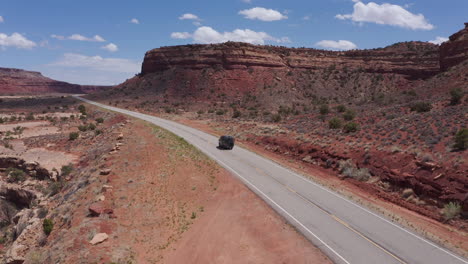 van driving on scenic route 95, utah