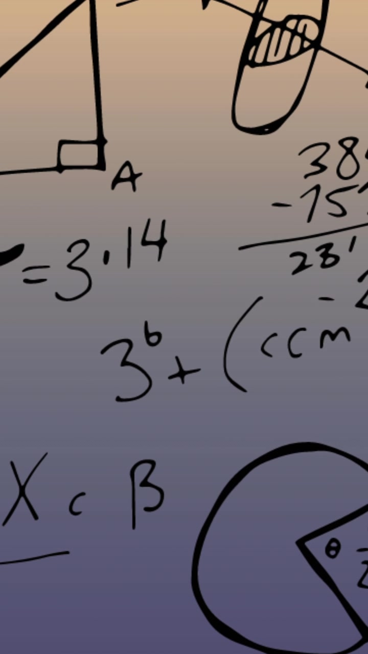 Animation of mathematical data processing over blue background