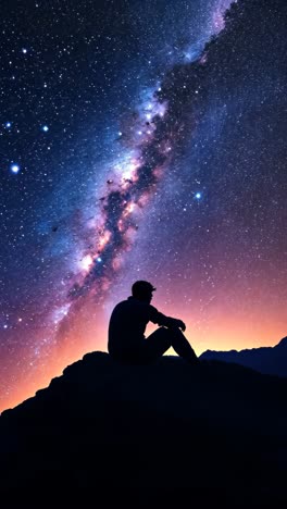 silhouette of a person contemplating the milky way