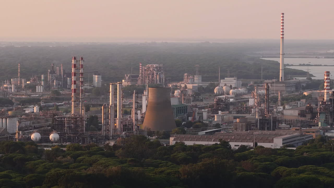 Nice close up view showcasing its chemical, petrochemical, and port industries, Ravenna, Italy