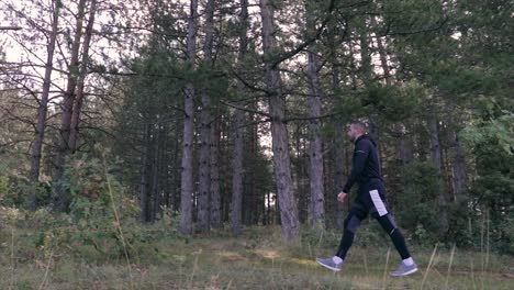 person walking in a forest looking around and enjoying the peaceful environment