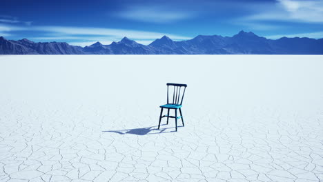 old wooden chair in a salt lake